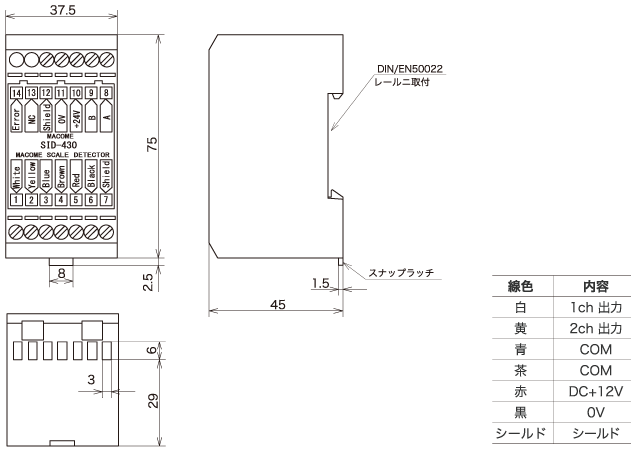 リアルタイムディテクター『SID-430』外形図