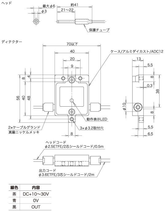 高精度位置決めセンサー『HS-320』『HS-321』（共通）外形図